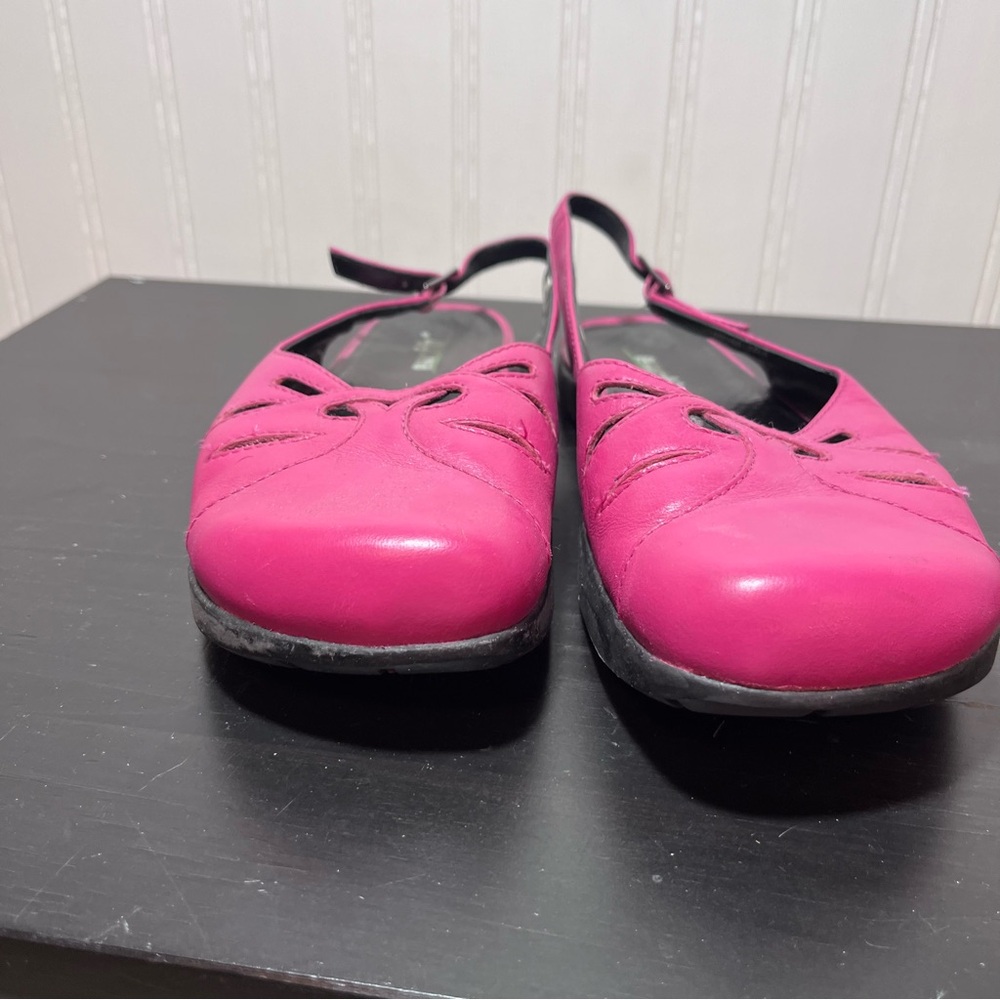 Earth Kalso Bouquet Tropical Pink Leather Slingback Sandals Negative Heel 8B - Picture 5 of 13
